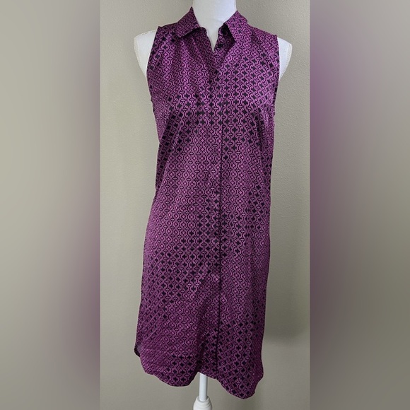 The Limited purple/navy geometric print, sleeveless dress, size small - Picture 2 of 7